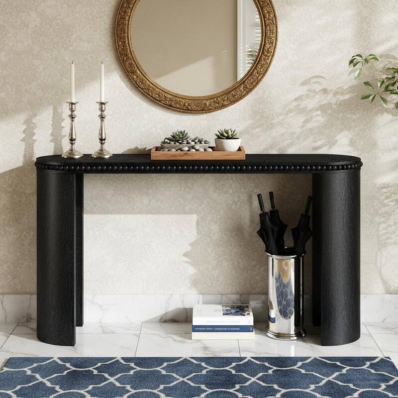 Vintage Beaded Console Table with Reversible Curved Legs by Christopher Knight Home