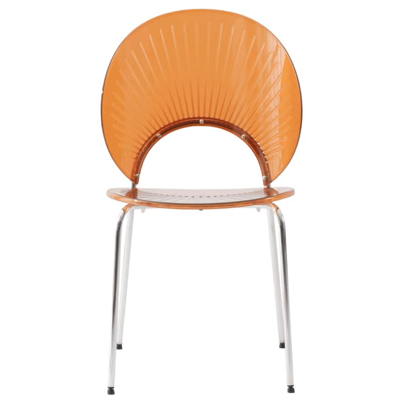LeisureMod Opulent Plastic Dining Side Chair in Chrome Base