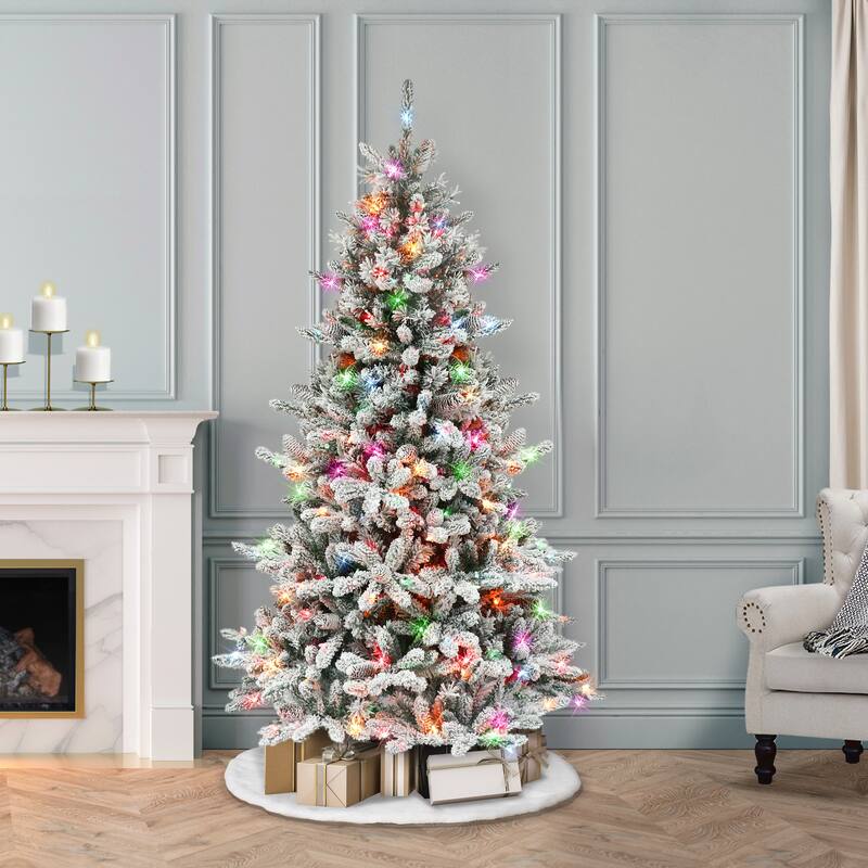 Puleo International 6.5 ft. Pre-lit Flocked ‎Bennington Fir Tree
