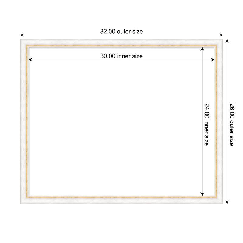 Amanti Art Morgan White Blue Framed Dry Erase Magnetic Board - 32 x 26 in - Morgan White Gold