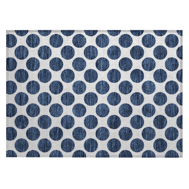 Machine Washable Indoor/ Outdoor Polka Dots Chantille Rug