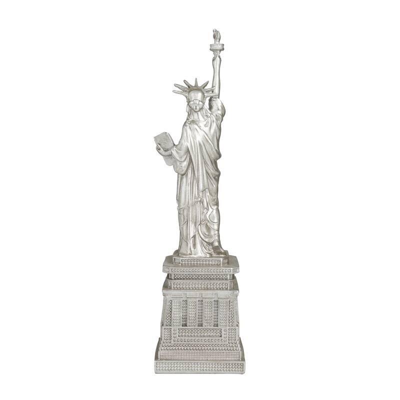 Polystone Statue of Liberty Decorative Sculpture - Gold or Silver - Roche River Decor