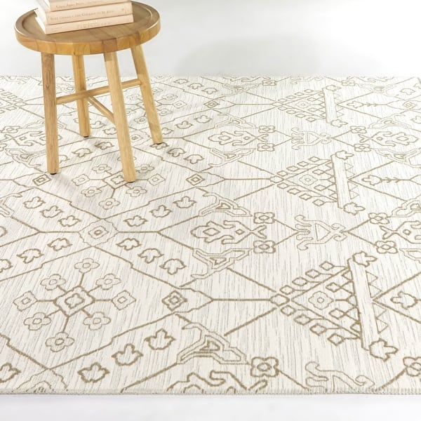 slide 2 of 5, Palgrave Traditional Trellis Indoor/Outdoor Area Rug 5'3" x 7' - Cream