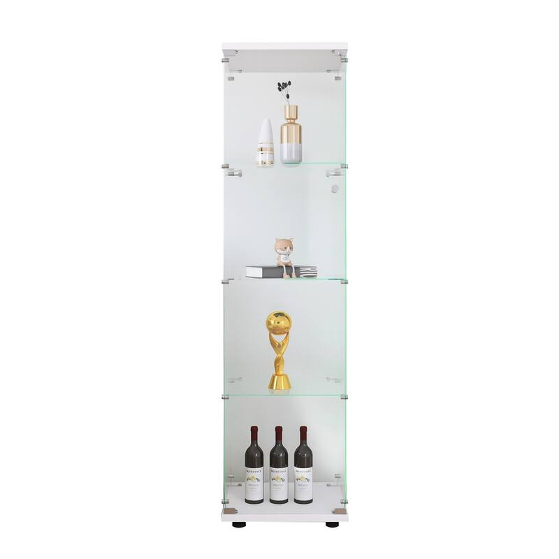 Glass Display Cabinet Shelves with Door, Floor Standing Bookshelf
