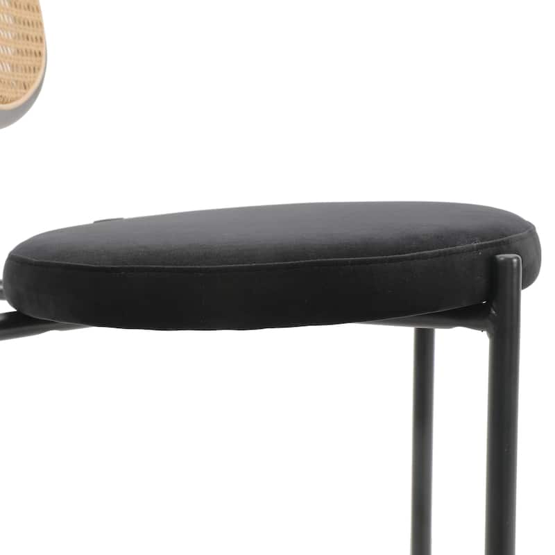 LeisureMod Euston Wicker Bar Stool with Powder Coated Steel Frame, Set of 2 - 42"