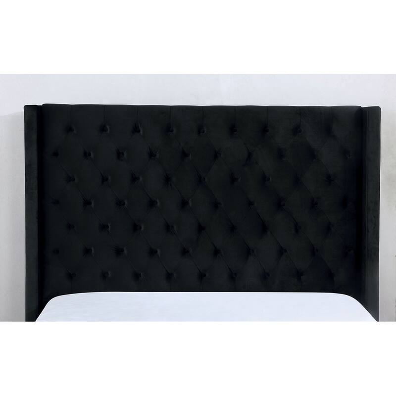 Transitional Black Finish Fully Upholstered Platform 1 PC Bed