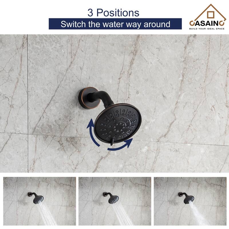 Single Handle 3-Spray Wall Mount Tub and Shower Faucet with Pressure Balanced Valve - 4.84" x 4.84"