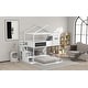 preview thumbnail 9 of 18, Twin over Full House Bunk Bed with Storage Staircase & Doodle Blackboard, Solid Wood Slats Support, Perfect for Kids' Bedroom
