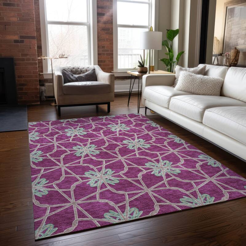 Machine Washable Indoor/ Outdoor Chantille Contempoary Whimsy Rug