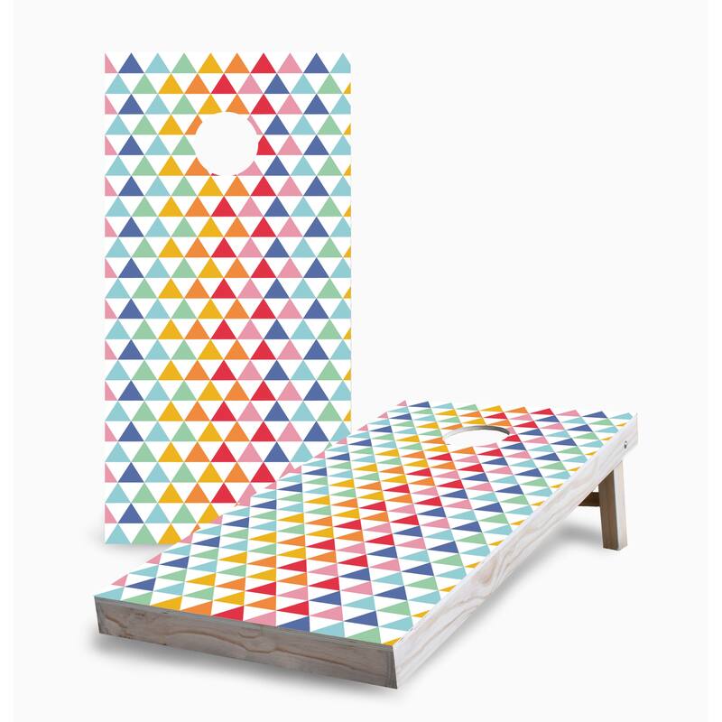 Triangle Pattern Corn Hole Board Set w Case & Lights - 16 Years and Up