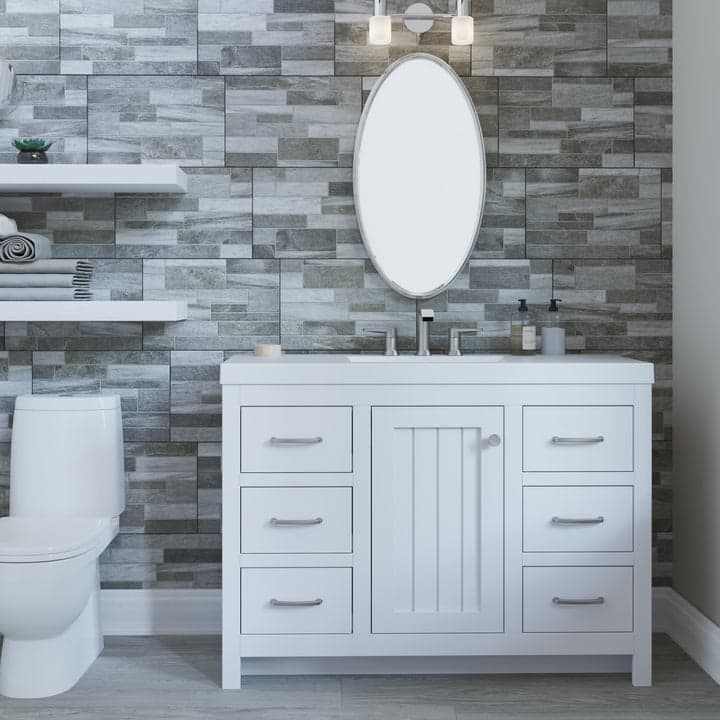 Chamiree 48.5" Bathroom Vanity With Cabinet, 6 Drawers, and White Sink Top