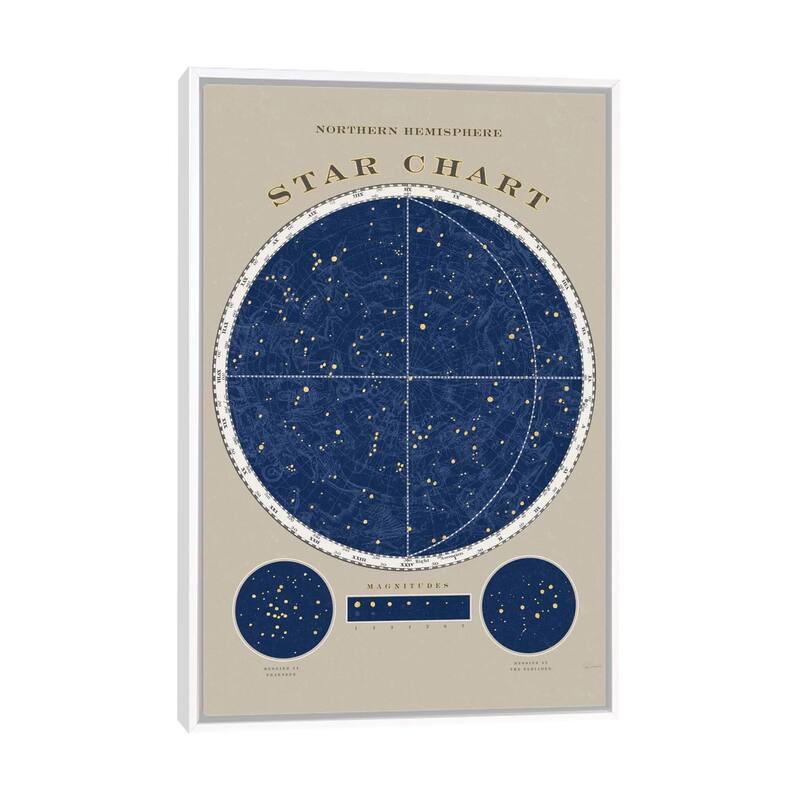 iCanvas "Northern Hemisphere Star Chart" by Sue Schlabach Framed Canvas Print - White - 26x18