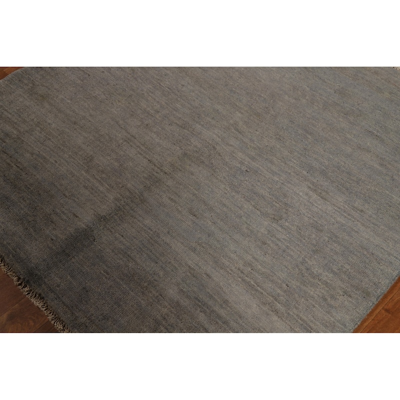 Gray Modern Gabbeh Oriental Square Area Rug Handmade Wool Carpet - 4'0"x 3'11"