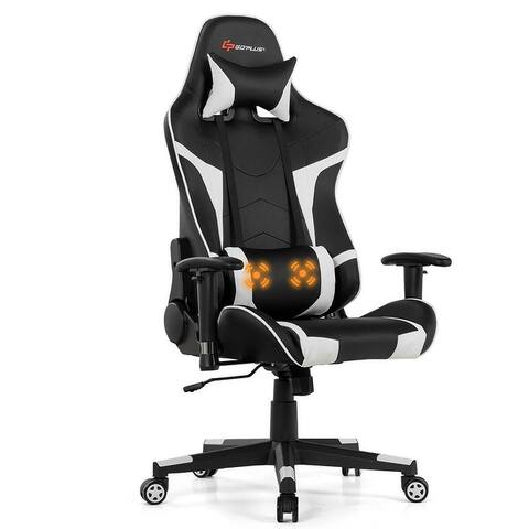 Goplus Massage Gaming Chair Reclining Swivel Racing Office Chair