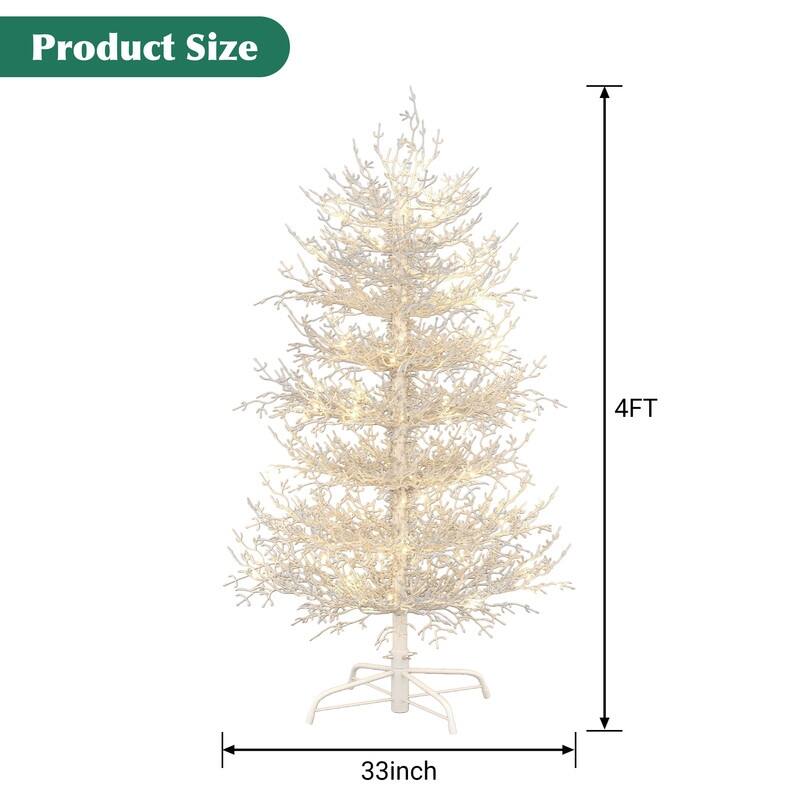 Snow-Flocked Pre-Lit Artificial Christmas Tree with Warm White LED Lights