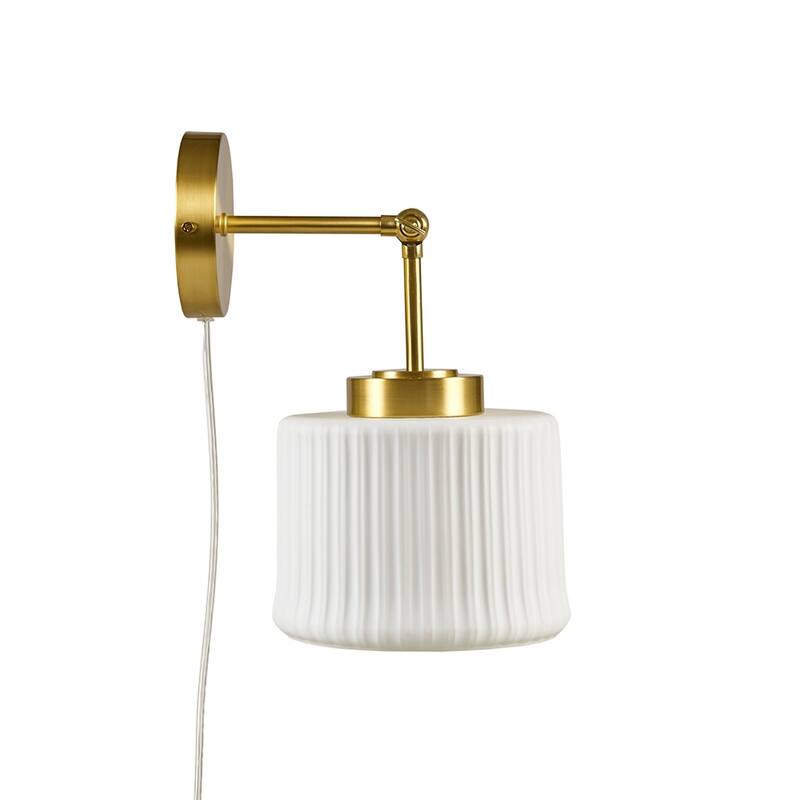 INK+IVY Luminex White Ceramic Wall Sconce with Adjustable Swing Arm - 7.5"W x 9.5"D x 12.5"H
