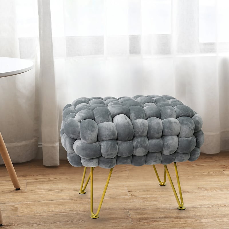 Velvet Pouf Stool 27"x20"x20"