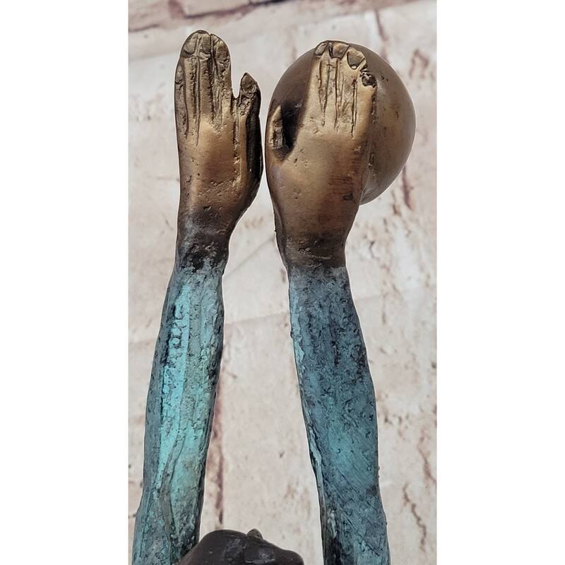 Athlete Gymnast Acrobat Girl Balancing Ball Bronze Statue Sculpture Figure 15 Inches X 11 Inches