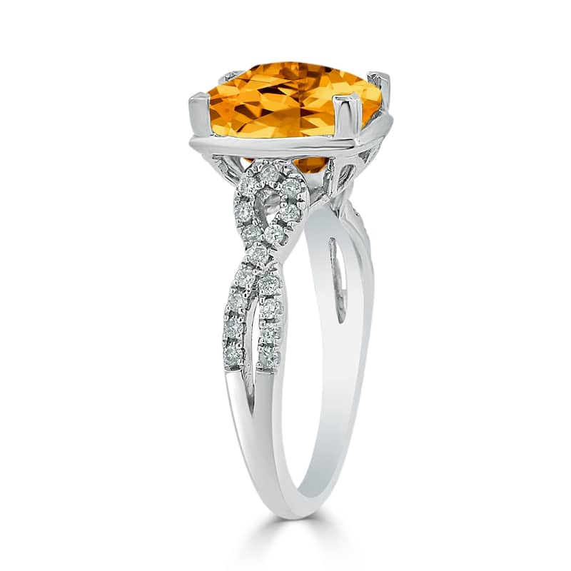 Auriya 3 9/10ct Cushion-cut Citrine Diamond Engagement Ring 1/5ctw 14k Gold