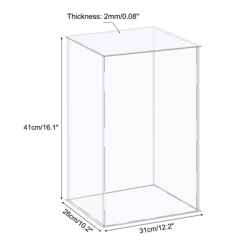 Acrylic Display Case Plastic Cube Storage Box Clear Assemble Showcase - 12.2x10.2x16.1 Inch