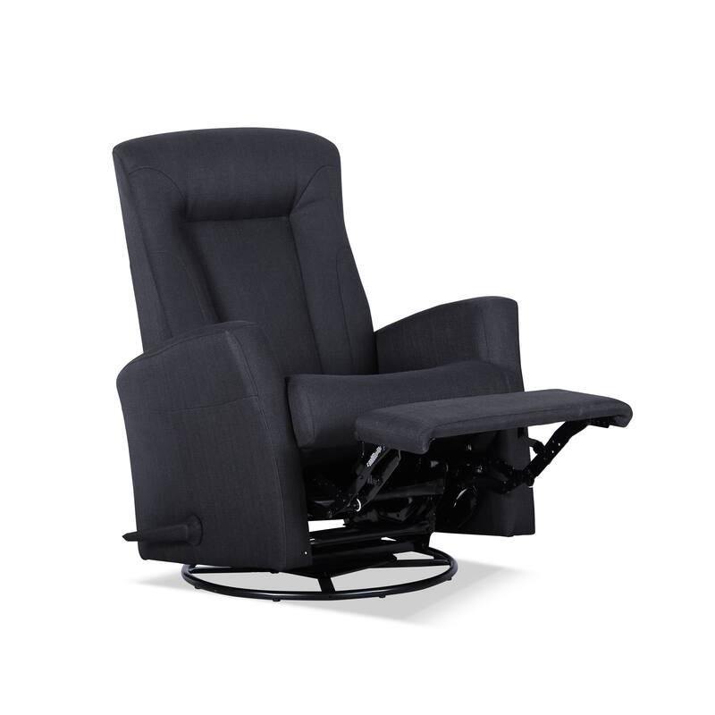 Dark Gray Polyester Upholstered Glider 360° Swivel Manual Recliner with