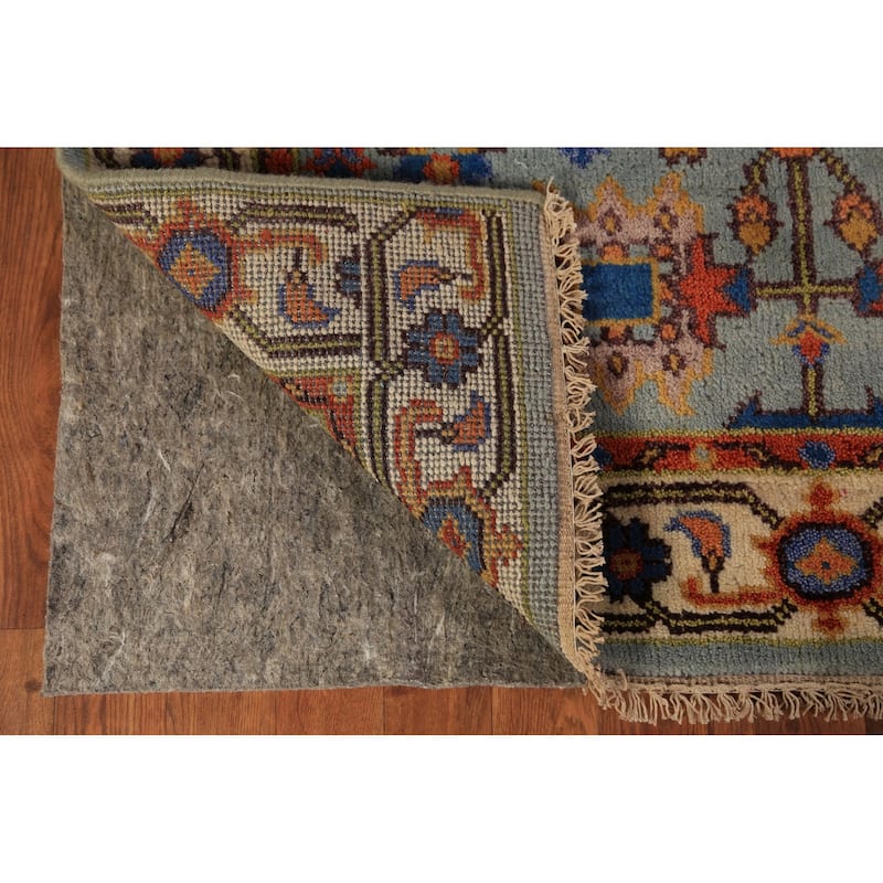 Floral Blue Oushak Oriental Rug Handmade Wool Carpet - 3'10"x 6'0"