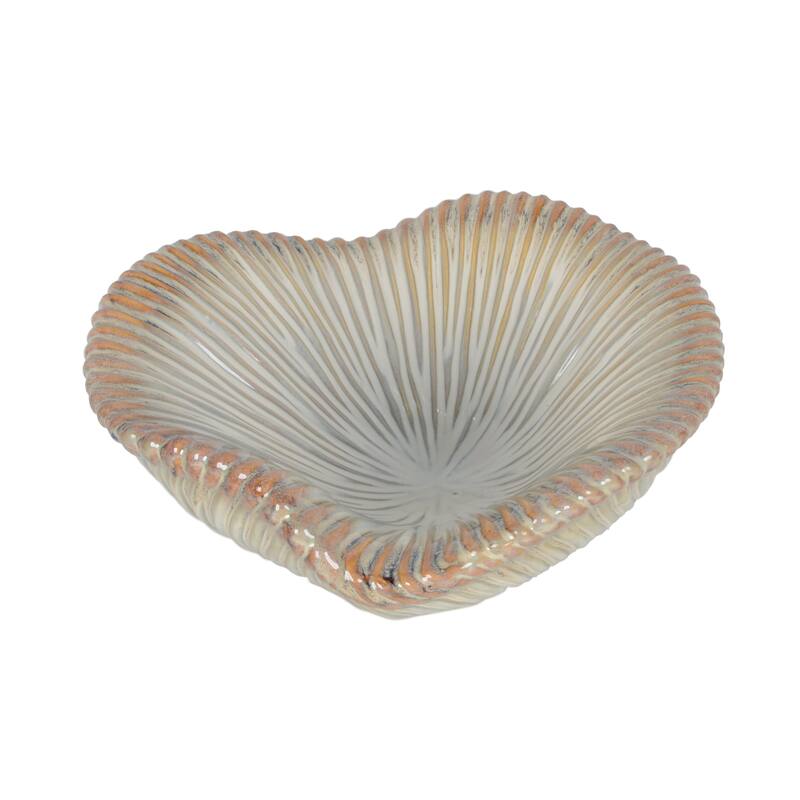 Ceramic Bowl Chiseled Textured Design Decorative Home Accent