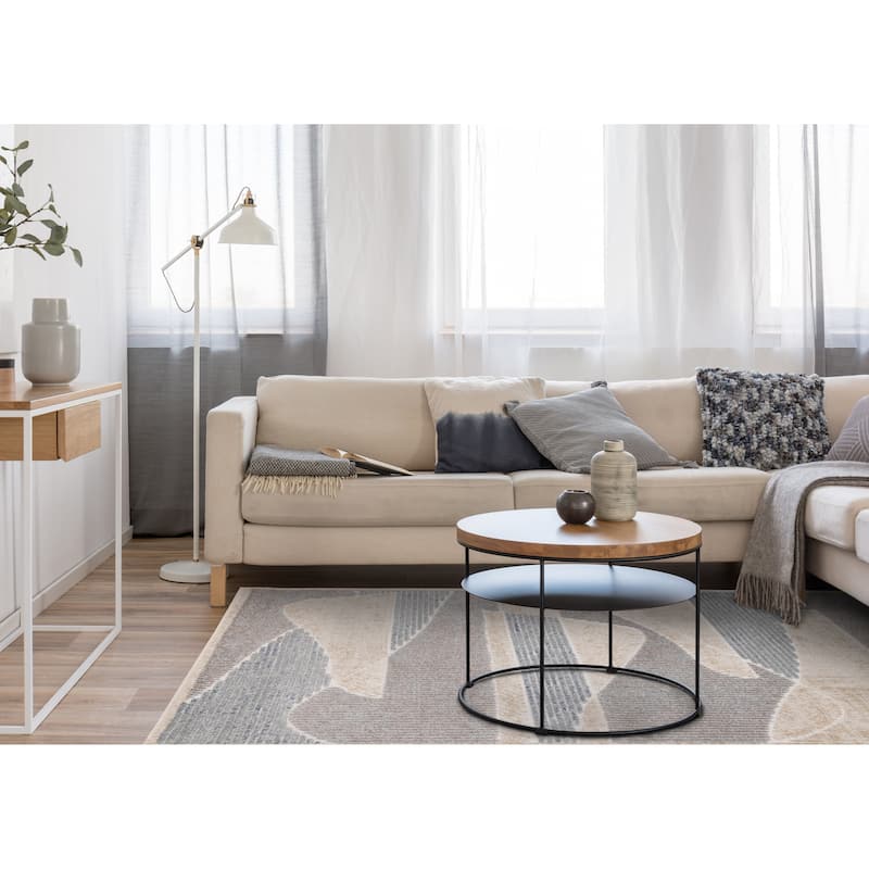 Blue Beige Grey Striped Sandbanks High-Traffic Rug