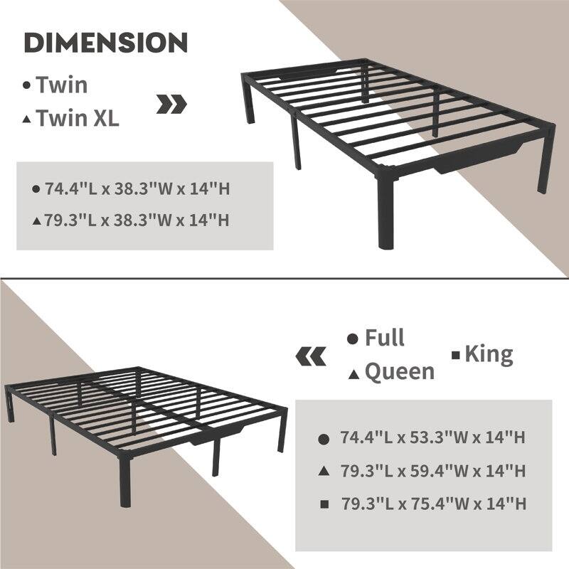 EGOHOME 14'' Metal Bed Frame with Easy Assembly & Storage Underneath