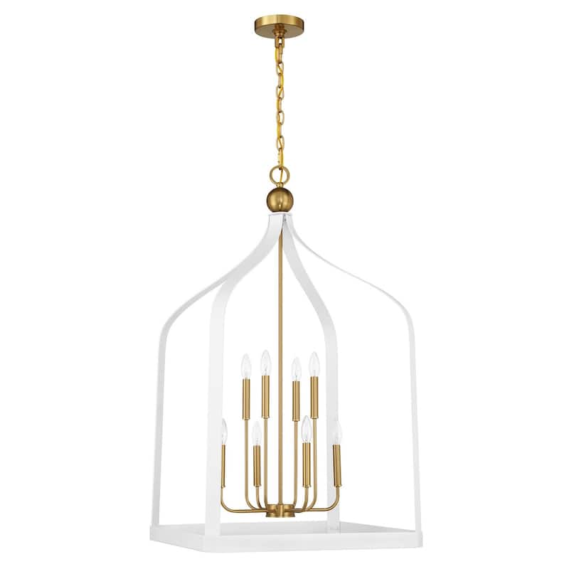 Sheffield 8-Light Pendant - White with Warm Brass Accents