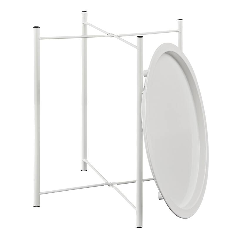 VECELO Side/End Table, Folding Round Metal Anti-Rust and Waterproof Outdoor for Living Room Bedroom,Nightstands