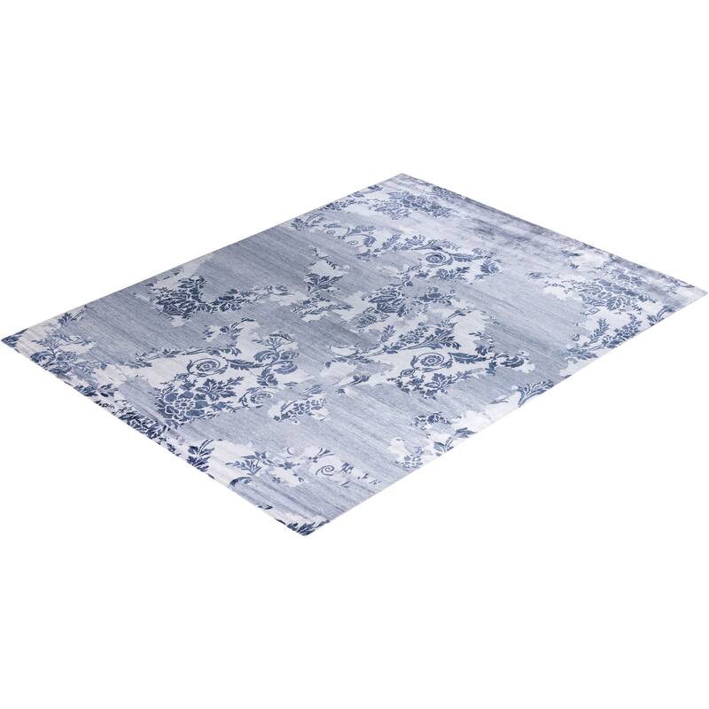 Modern One-of-a-Kind Hand-Knotted Area Rug, Blue - 9' 2" x 12' 4"