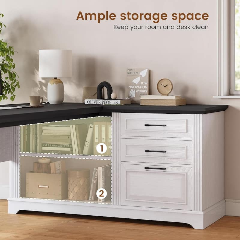 Executive L Shaped Desk Office Desk Drawers Storage Drawers Cabinet