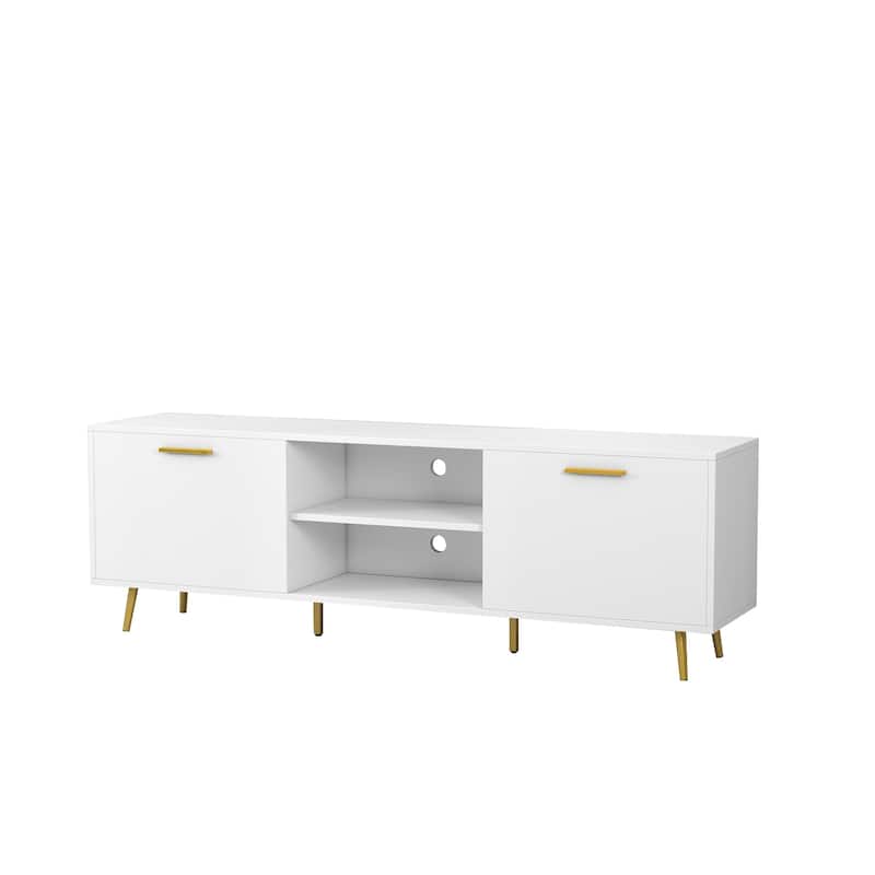 Kerrogee 70" TV Console with 2-Cabinet and 2-Shelf - for TVs up to 80" - 69"L x 15.6"W x 22.4"H