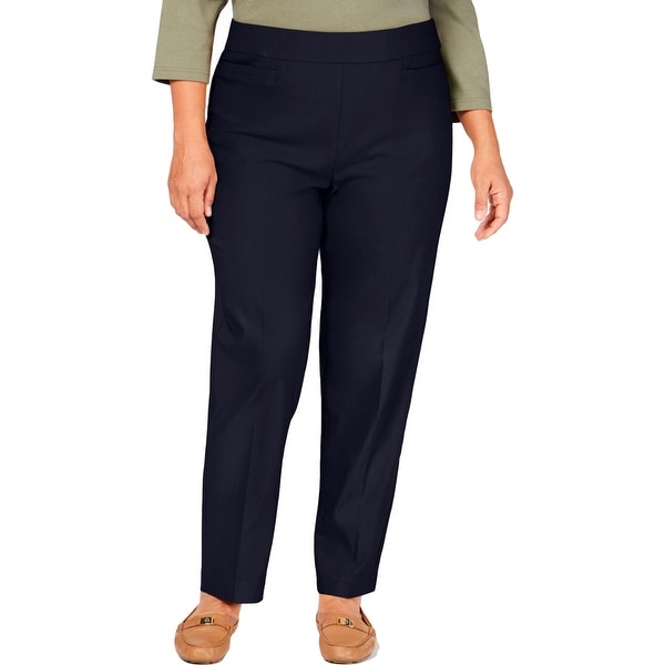Shop Alfred Dunner Womens Plus Dress Pants Slimming Stretch - Navy ...