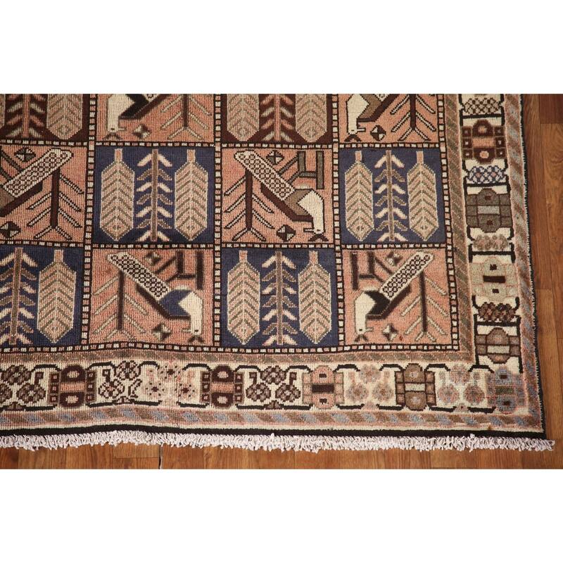 Hand Knotted Oriental 100% Wool Carpet Traditional Geometric Coral Bakhtiari Area Rug - 9' 3'' X 4' 10''