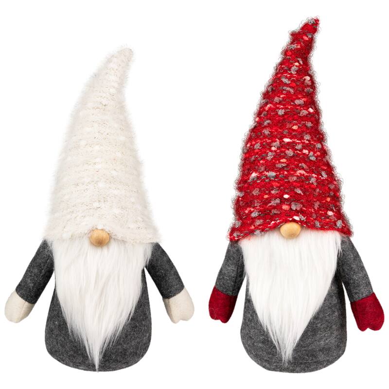 Plush Standing Gnomes Christmas Decorations - 14" - Set of 2