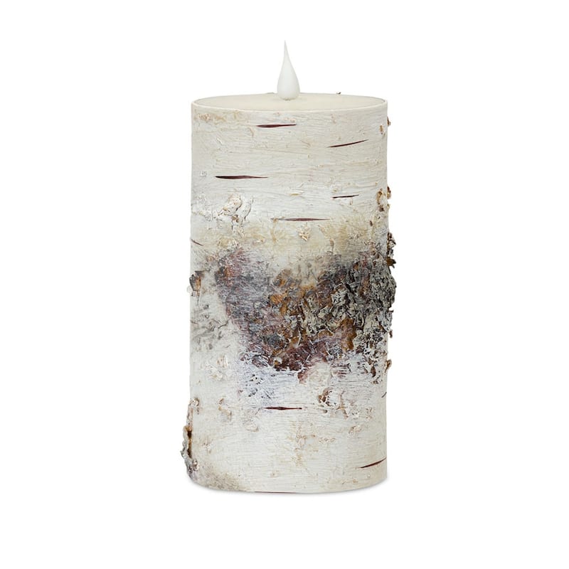 LED Birch Candle w/ Remote - 3.5 x 3.5 x 8