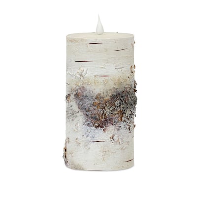 LED Birch Candle w/ Remote - 3.5 x 3.5 x 8