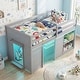 preview thumbnail 15 of 18, Gymax Twin Size Loft Bed w/ LED Lights 2 Doors Underbed Space &