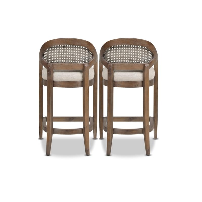 Americana Mid-Century Modern Rattan Cane Back Counter and Bar Stool