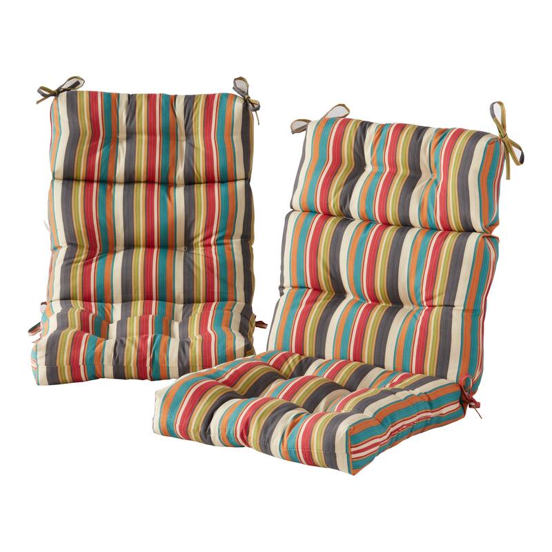 Global Multicolor 22-in x 44-in Outdoor High Back Chair Cushion (Set of 2) (Cushions Only)