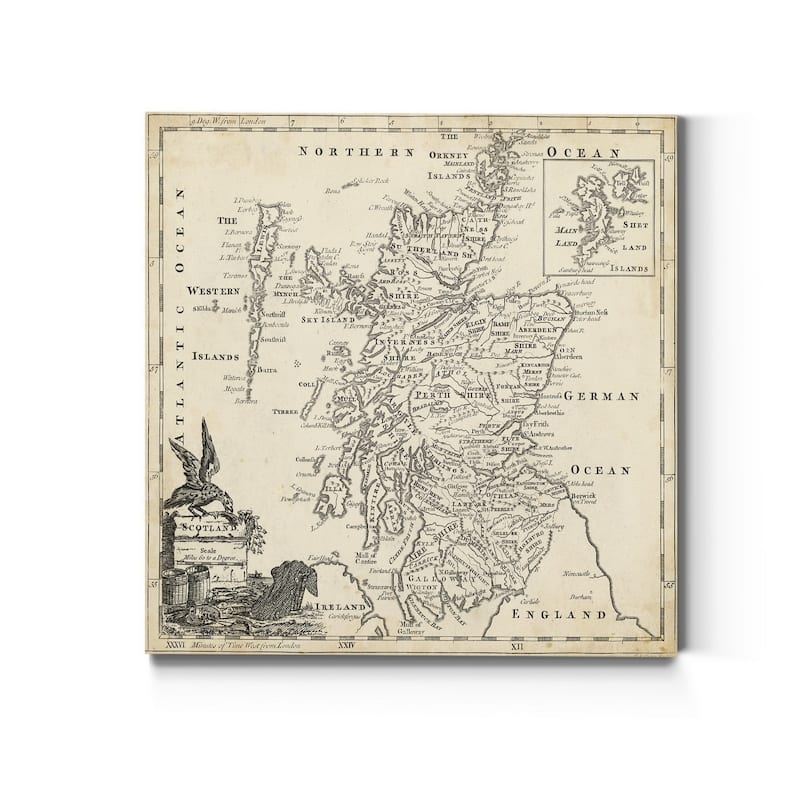 Map of Scotland -Premium Gallery Wrapped Canvas