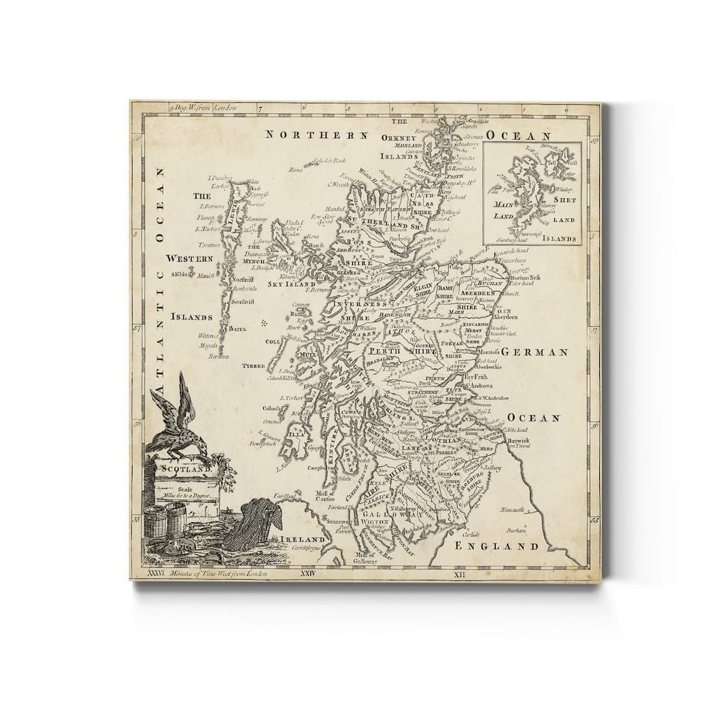 Map of Scotland -Premium Gallery Wrapped Canvas
