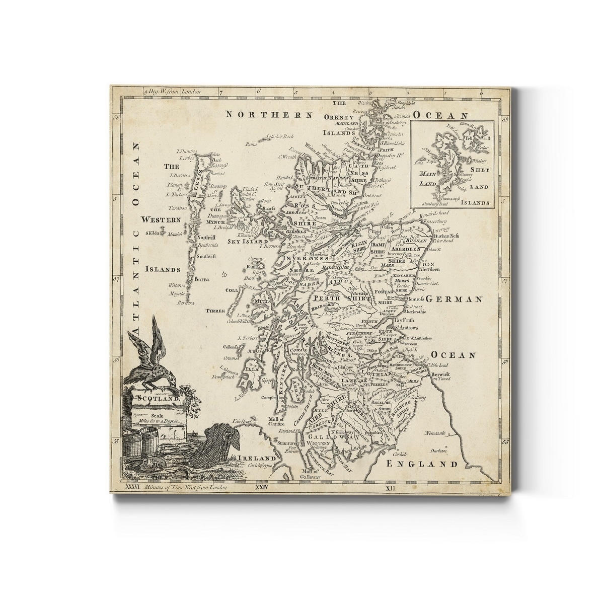 Map of Scotland -Premium Gallery Wrapped Canvas