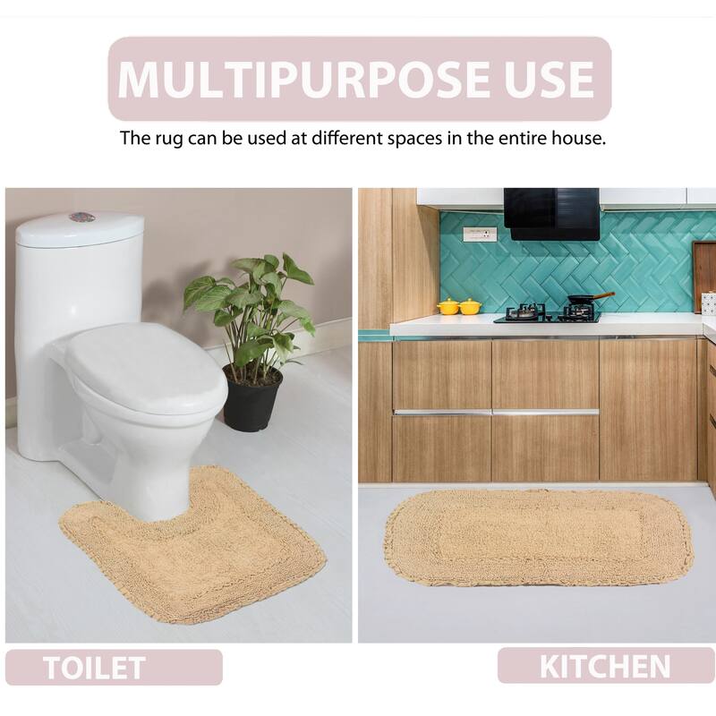 Radiant Collection Absorbent Cotton 2 Piece Set Machine Washable Bath Rug