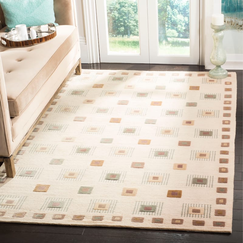 SAFAVIEH Couture Hand-knotted Tibetan Etsuko Modern Wool Rug - 6' x 9' - Ivory