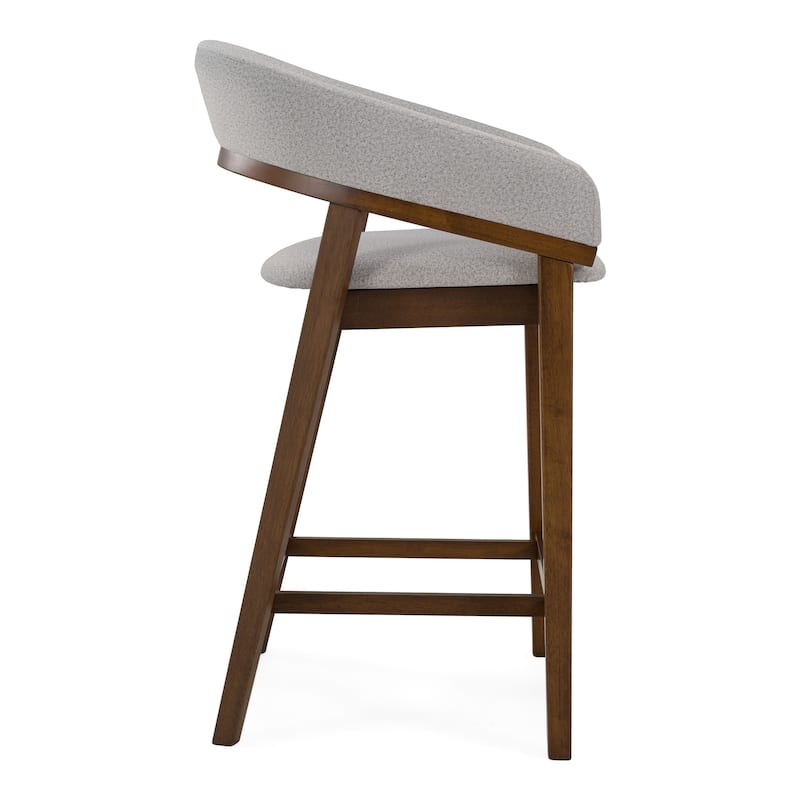 Truman Mid-Century Modern Grey & Walnut Counter Chair (Set of 2)
