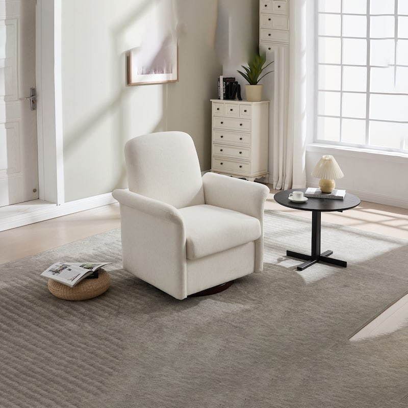 Swivel Accent Chair Modern Barrel Armchair with Wood Base for Bedroom Reading Waiting Living Room