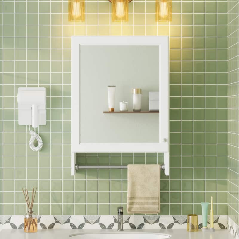 Roomfitters 20 Inch 3-in-1 Wall Mount Medicine Cabinet, Mirror Storage with Adjustable Shelf & Soft Close Door, White